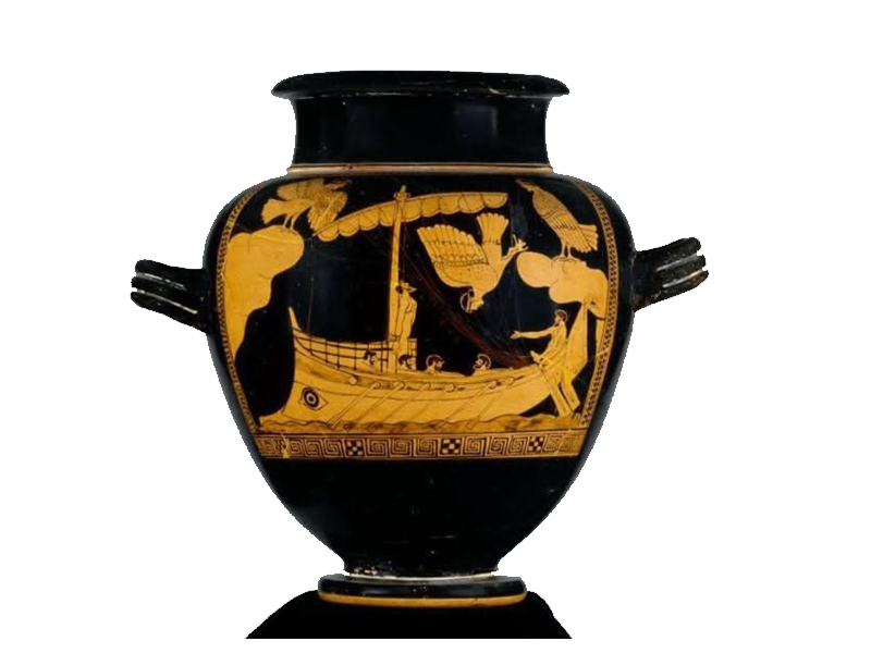 Ulisse e le Sirene. Anfora attica a figure rosse (480-470 a.C.). British Museum Londra.

 